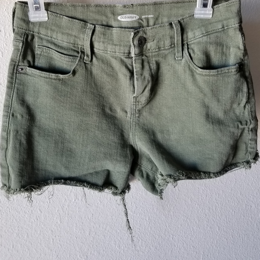 Old Navy army green boyfriend fit jean shorts - Picture 4 of 8